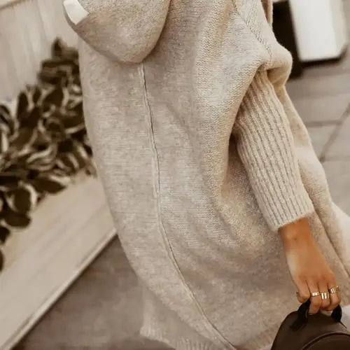 Women's Chunky Soft Oversized Loose Open Front Hooded Knitted Cardigan, Casual Cardigans, Casual Batwing Sleeve Cardigan Outfits, Women Long Sleeve Knitwear for Fall & Winter, Womenswear, Knitted Cardigan Tops, Knitting, Chunky Knitted Sweater