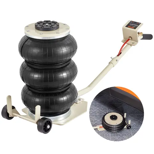 【toolupgrade】VEVOR 3T/6600 lbs Pneumatic Jack, Triple Bag Air Jack with 6 Steel Pipes, 17.7 in/450 mm Lift Height, 3-5s Fast Lift, Ergo Handle Eases Strain, Wide Rubber Pad Spreads Load, Vehicle Support for Car Garage Repair