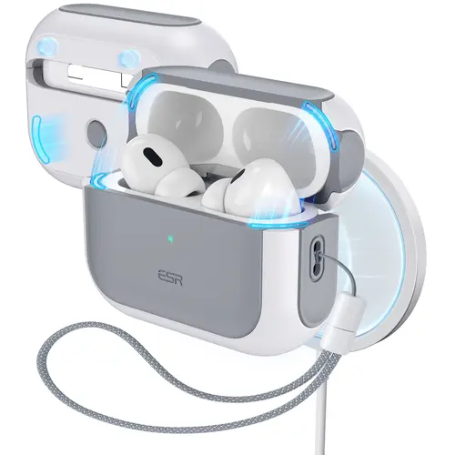 ESR for AirPods 5/4 Case, Airpods Pro Case 3rd/ 2nd/1st Gen Case (HaloLock), Compatible with MagSafe, Full Drop Protection Cover with Lanyard, Magnetic Lid Lock, Orbit Hybrid Series