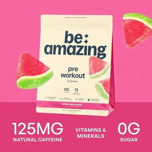 Be Amazing Vegan Pre-Workout Fitness Supplement Powder, Natural Caffeine, L-Theanine, KSM-66 Ashwagandha, Beta Alanine, Dietary Support for Blood Flow | Dole Whip Pineapple & Hibiscus Fresh Sip Agua Fresca