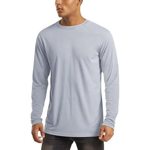 MAGCOMSEN Men's Raglan Long Sleeve UPF 50+ UV Protection Polyester Fishing Shirt - Lightweight Quick Dry Crew Neck Rash Guard, Male Clothing Mensfashion Gymwear Sportswear for Fishing, Gym Training,sohochic