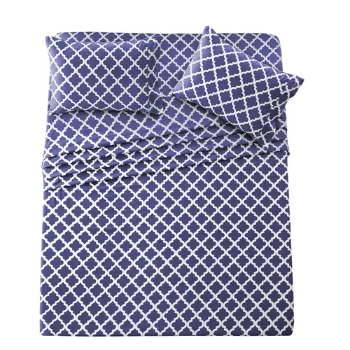 LDC LUX DECOR COLLECTION 4-Pc Quatrefoil, Floral & Paisley Bedding Set - 16-in Deep Pocket, Wrinkle-Free Soft Sheets with Pillowcases - Breathable, Cooling Hotel Luxury Decorative Bedding Set - Summer Gift, Bedding Sets