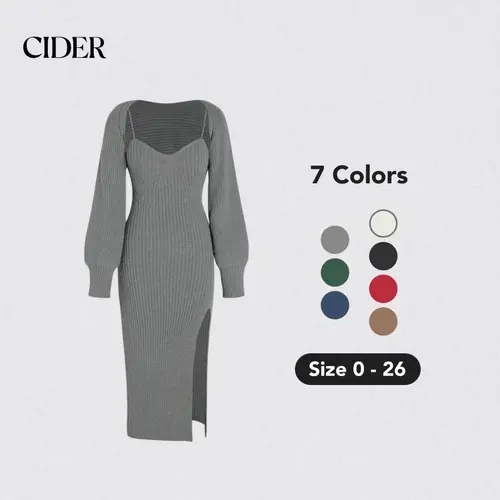 Cider 2-Piece Set Sweater Dress, Stretchy and Hugs Your Figure, Fits Like Glove, Elegant Fashion Cozy Outfits, Night Date Outfits SohoChic