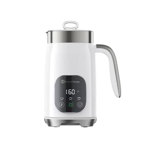 Maestri House Stainless Steel Electric Milk Frother (14oz/400ML, 120V US Plug) - Variable Temp, Adjustable Froth Thickness, Touch Screen, Easy to Clean & Maintain, Magnetic Drive Foam Maker for Coffee Latte - US Housewarming Gift, Birthday Present, Coffee
