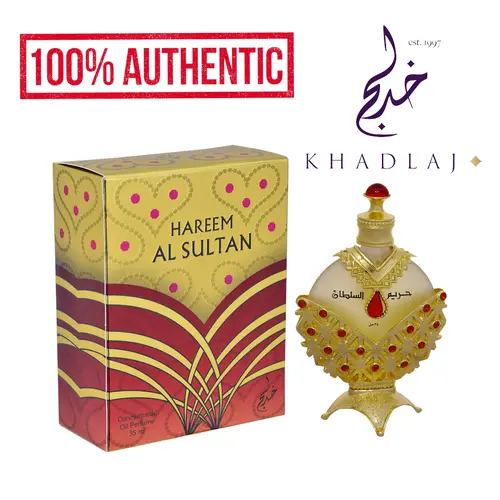 Khadlaj | Hareem Al Sultan | Gold | Women's Fragrance | 1.1 OZ | Concentrated Oil | Bergamot - Jasmine & Peony