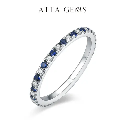 ATTAGEMS Women's Elegant Stackable Synthetic Moissanite Ring - Pink & Blue Sapphire Wedding Band, Adults' Ring Stack Jewelry, Anniversary Gift, TikTok Shop Back to School Item