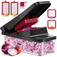 Geedel 4-in-1 Kitchen Vegetable Chopper with Container - Pro Food Slicer, Dicer, Cutter, Grater, Fruit Vegetable Slicer for Salad, Cabbage Shredder, Fathers Day Gift Kitchen Utensil,sohochic