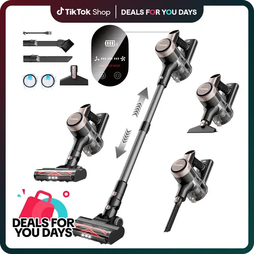Homeika Cordless Vacuum Cleaner-H318, 300W 23KPa Lightweight Stick Vacuum with 48mins Runtime Battery, 3 Suction, LED Display, Powerful Vacuum Cleaner with Sofa Brush for Hard Floor/Carpet/Pet Hair/Car