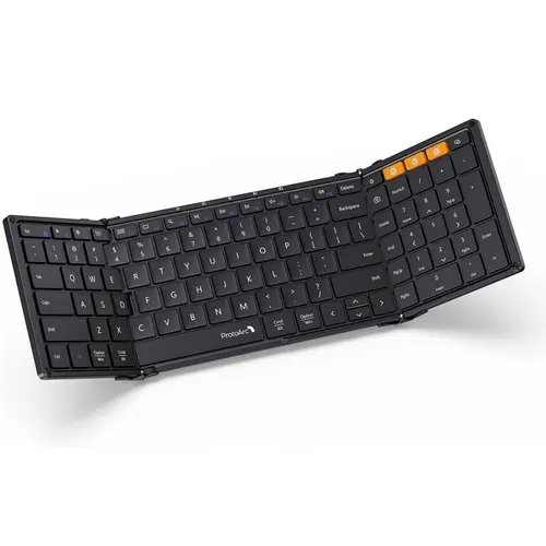 ProtoArc XK01 Multifunctional Tri-Fold Foldable Bluetooth Keyboard - Wireless USB-C Keyboard with Number Pad, Batteries Included, Full-Size Portable for Business, Travel - Compatible with Windows, iOS, Android, Tablet, Smartphone, Laptop, PC