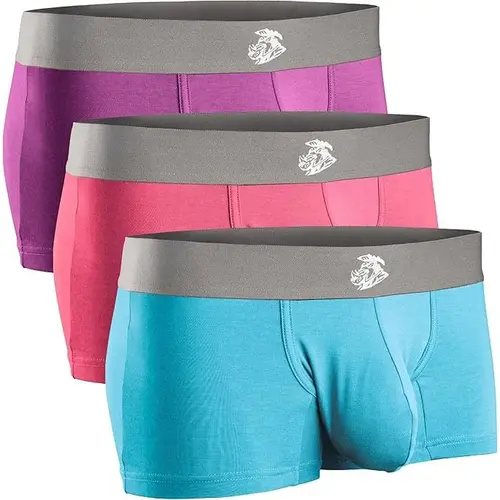 Men's 3-Pack 3in Modal D-Pouch Underwear Set, Stretch Jersey Multicolor Briefs Boxers, Breathable Spandex Undergarments, Plain Socks