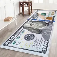 AISOON Washable $100 Bill Print Non-Slip Rubberback Floor Runner Rug - Modern Multicolor, Bedroom Decor, House Decor, Rugs for Bedroom, Living Room Decorations, Room Accessory for Hallway, Entryway