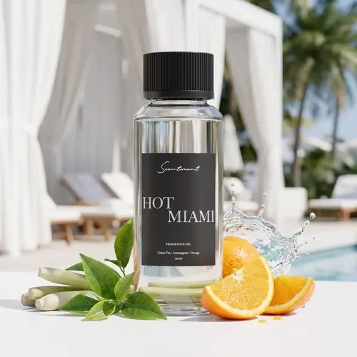 Scentiment Hot Miami Fragrance Oil - Sea Salt & Green Tea Scented with Lemongrass, Jasmine, Orange, Amber, and Musk - Sun-Kissed Beach Experience