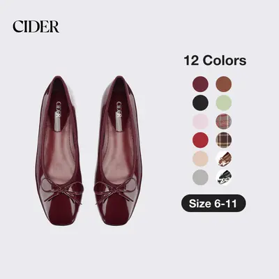 Cider Bow Ballet Mary Jane Flats – Cushioned Square Toe Flats for Women,Non-Slip Comfort Shoes for All-Day Commute & Office Wear Footwear SohoChic