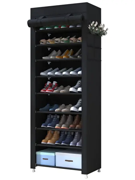 UDEAR 10 Tier Shoe Rack 9 Grids with Dustproof Cover,Adjustable Standing Shelf, High Storage  Rack#Summerwins