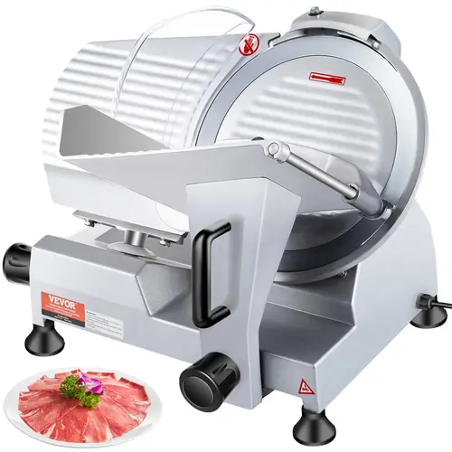 【toolupgrade】VEVOR Commercial Meat Slicer Max. 320W 12-inch Carbon Steel Blade Electric Food Slicer350-400RPM Electric Deli Food Slicer0-0.6 inch Adjustable Thickness for Commercial and Home UseMeatCheesesBread, Slicing Machine, Non-Slip, Handles Frozen M