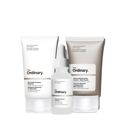 The Ordinary The Acne Set, 3-Step Skin Regimen with Glucoside Foaming Cleanser, Salicylic Acid 2% Solution, and Natural Moisturizing Factors + Beta Glucan | Skin Care Set