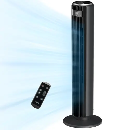 LEVOIT Bladeless Floor Standing Tower Fan - 36.2" Height, 25ft/s Airflow, 28dB Quiet, 5-Speed Adjustable Speed Fan, 90° Oscillation, Timer, Classic Black for Bedroom, Home