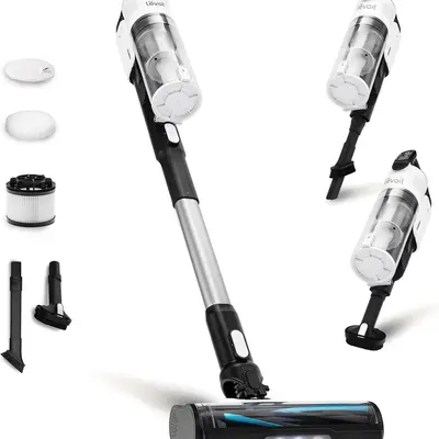Levoit LVAC-200 Lightweight Cordless Handheld Vacuum - Tangle-Free Stick Vac, 18000Pa Powerful Suction, 50min Runtime, Rechargeable US Plug, Push Button & Touch Controls, 0.58L Capacity, 180° Flat Reach, 99.7% Hardfloor Cleaning, Yes for Home Use, Vacuum,