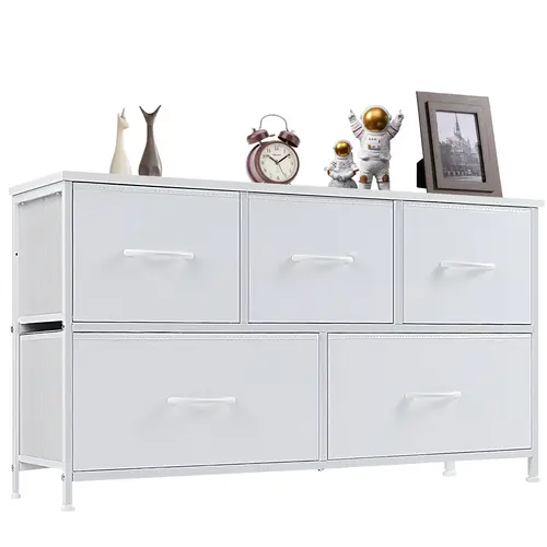 Cupboards Cabinets Dresser - Fabric Storage Tower with 5 Drawers, Bedroom Organizer, Chest of Drawers with Fabric Bins, for Bedroom, Closet, Entryway