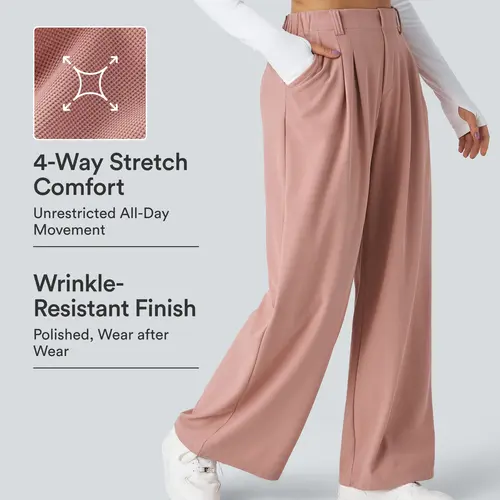【Creator’s Pick】Halara Flex High Waisted Pocket Wide Leg Waffle Work Pants #BackToSchool