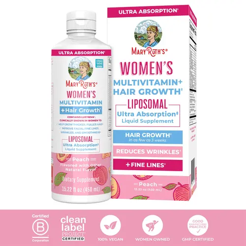 MaryRuth's Women's Multivitamin + Hair Growth Liposomal – Thicker, Fuller Hair In Women - Improve Wrinkles & Fine Lines – Ultra Absorption 15.22 Fl Oz