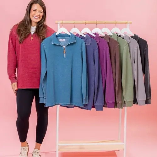 Lived In 1/4 Zip Garment Washed Pullover by DD Design | S-3XL Ad Sku