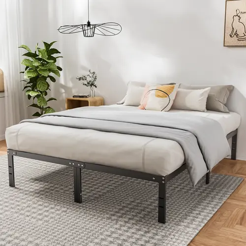Sweetcrispy Plus Bed Frame，Heavy Duty Metal Platform Bed Frames with Storage Space Under Frame, 14 Inches, Sturdy Steel Slat Support,