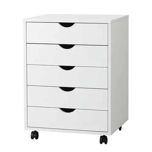 Sweetcrispy 5-Drawer Wooden Mobile Dresser with Wheels - Small Room Organization Product for Modern Bedroom, Tiny Apartment, Dorm Room Ideas, Office Storage Cabinet, Dresser For Bedroom, Small Space Living