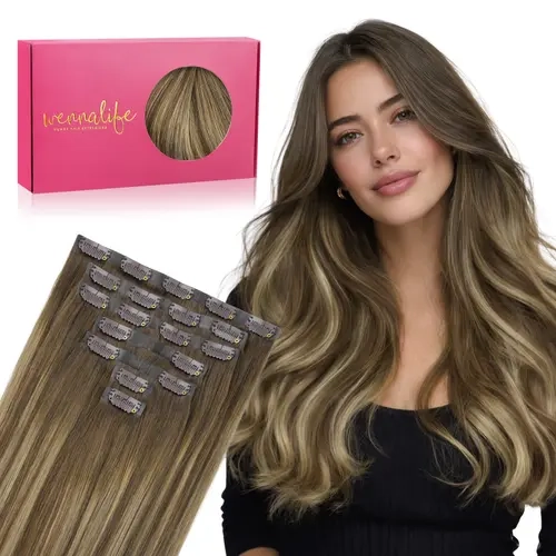 WENNALIFE Seamless Clip In Hair Extensions Human Hair 7pcs 130g to 150g 14in-22in Seamless Narrow Weft Flat Style Clip Ins #tiktokshopbacktoschool#sohochic