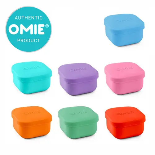 OmieLife OmieSnack Square Silicone Food Storage Container - 9.4 oz (1.2 cups) Kitchenware Accessory with Airtight Leakproof Lid, BPA-Free, Oven-Safe, Microwave-Safe, Freezable Non-Glass Cute Non-Toxic Lunch Box for Kid Lunch Packing, Snack Container, Food