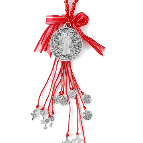 Saint Benedict Medal Protection Blessing Charm, Catholic San Benito Medalla Handmade Car Hanging Ornament for Men & Women, Christmas & Halloween Gift, Car Hanging Decoration, Car Accessory, Car Ornaments