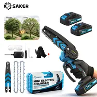 Saker 6-Inch Mini Chainsaw -3000mAh Long-Lasting Battery Power (2PCS), Upgraded Pure Copper Motor, One-Handed Electric Saw for Men & Women, Portable Wood Cutting Garden Tool Gifts