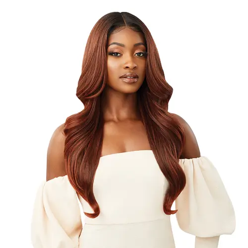 Outre Seraphine Synthetic Wavy Lace Frontal Wig - Glueless HD Transparent Lace, Melted Hairline, Deluxe Wide Part, Wavy Texture Adds Soft Movement, Glueless Wigs