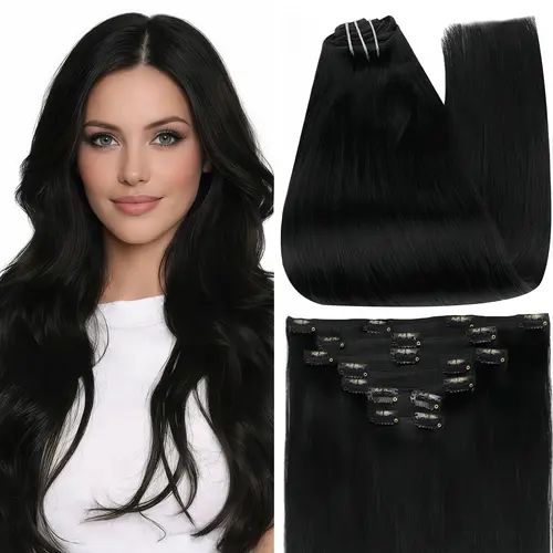 Full Shine Clip in Hair Extensions 12-28 Inch 100-220 Grams Real Human Hair 7 Pcs Natural Straight Easy Application for Women Hairpiece Silky Straight Remy Hair FallPicks #SohoChic #tiktokshopstockup