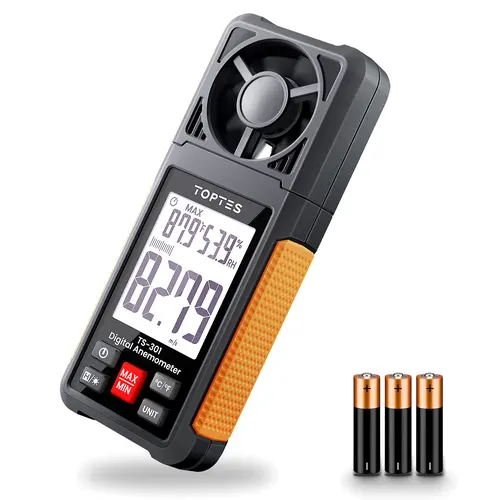 [Tool Upgrade] TopTes TS-301 Digital Anemometer - Tools & Hardware, 2.26-in Backlight LCD Screen, Temperature Sensor, Humidity Detection, Precision Wind Measurement, Pocket-Sized, Golf/Surfing Use, HVAC Air Flow Test,Lifetime Technical Support#toolupgrade