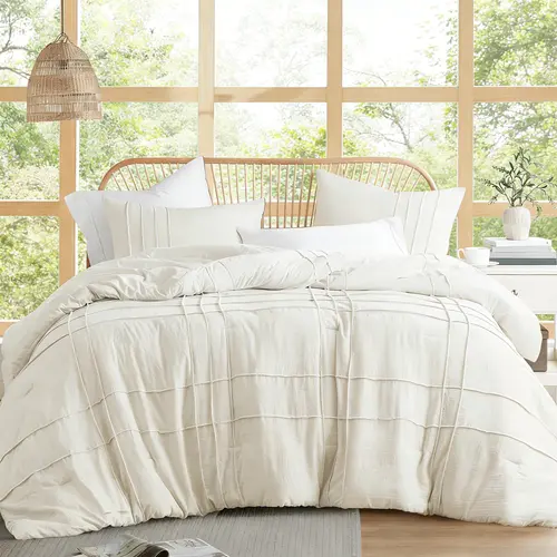 Soft Washed Pleated Bedding Sets with Pintuck Pleated Design, Comforter Set, Extra Softness Premium Microfiber Filling, All Season Lightweight,back to school,back to school shopping,home decor,sohochic
