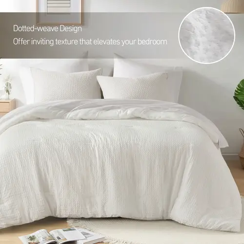 REGENCY HEIGHTS 3-Piece Textured Bedding Set, Breathable Dotted Weave Microfiber Duvet Cover & Sham with Secure Button Ties, Modern Farmhouse Boho Chic Duvets, All-Season Comfy Bedding Sets Collections,sohochic