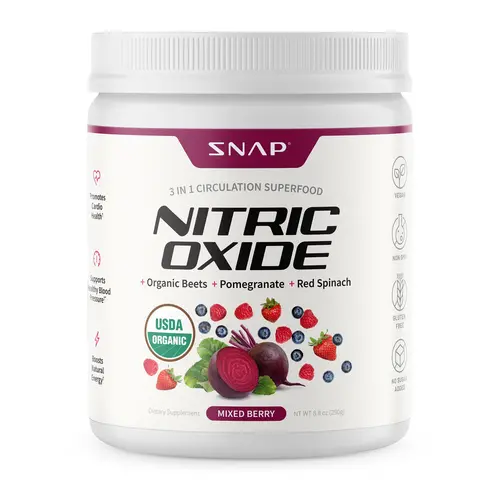 Snap Supplements - USDA Organic Beet Root Powder - 3-in-1 Nitric Oxide Supplement - Support Healthy Blood Pressure & Blood Circulation - Mixed Berry