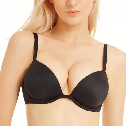 Wingslove Deep V Push Up Padded T-shirt Bra Everyday Bras For Womenswear Outfit Enhancer Outdoorfun Low Plunge Breathable Mesh Classic Style
