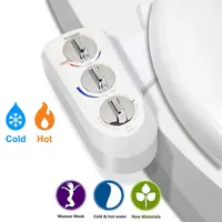 Hibbent Non-Electric Mechanical Handheld Bathroom Bidet Attachment - Modern Bidet Sprayer, Temp & Pressure Control, Dual Self-Cleaning Rear/Female Nozzles, Compact Space-Saving, Tool-Free DIY Installation Fixture