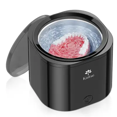 Kaitse Ultrasonic Cleaning Tool for Adults, 25W Deep Cleaner Machine with ABS Body, User-Friendly 1-Button Operation, Unscented Fragrance-Free, Plaque Removal Denture Cleansers for Retainers, Mouth Guards, Single Item