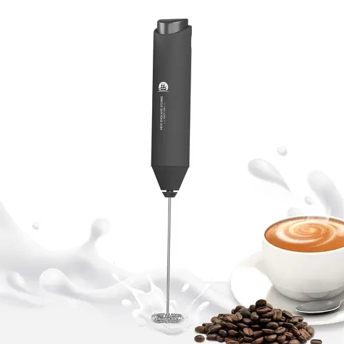 New England Stories Lightweight Cordless Hand Mixer - 2.9oz Stainless Steel Battery-Powered Milk Froth Gadget, Instant Foam Button, Press-and-Go Mini Kitchen Tool for Warm Milk, Easy-Clean Black (No Stand) for Everyday Use, Back to School Shopping