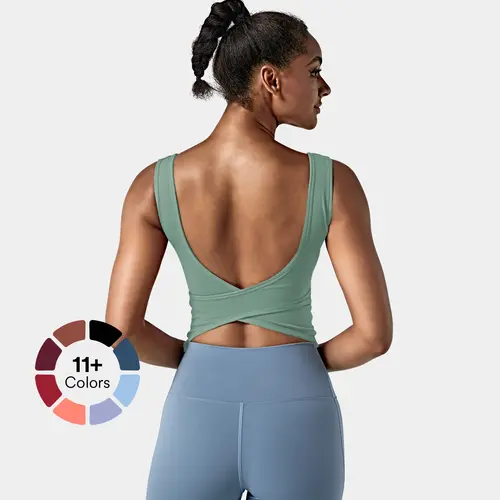 Halara U Neck Backless Crossover Barre Ballet Dance Tank Top #BackToSchool