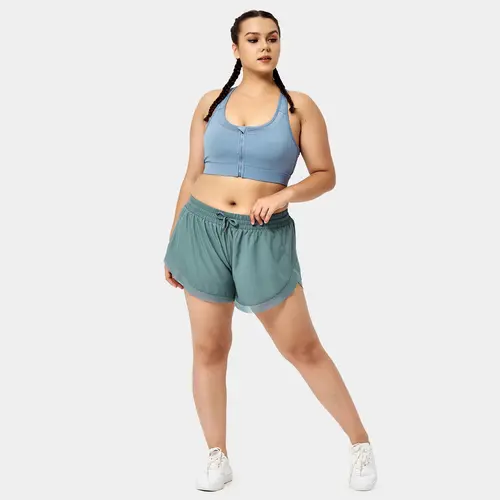 Halara Drawstring Contrast Mesh 2-in-1 Plus Size Shorts 4" #BackToSchool