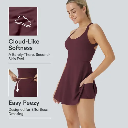 Halara Backless Sleeveless Criss Cross Active Spring Dresses for Women - Easy Peezy, Dresses with pockets for Yoga Workout Running, Women's Sports & Outdoor Clothing #BackToSchool
