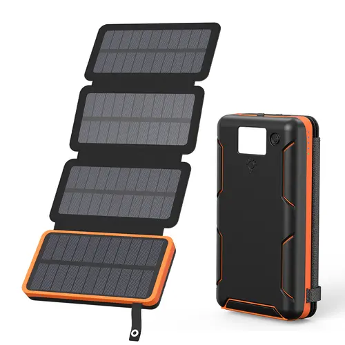 Solar Charger, Hiluckey Outdoor USB C Portable Power Bank with 4 Solar Panels, 3A Fast Charge External Battery Pack with 3 USB Outputs Compatible with Smartphones, Tablets, etc.,back to school,back to school haul,sohochic