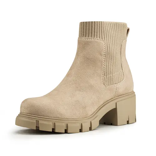 FITORY Women's Chic Casual Chelsea Ankle Boots - Slip-On Elastic Chunky Booties with Thick Heel, Platform, Rubber Insole, Multiple Styles, Comfortable Footwear for Fall, Size 6-11, Party Shoes for Women,sohochic