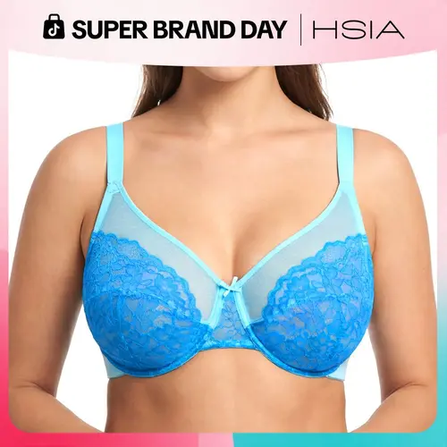 HSIA Enchante Floral Lace Underwire Unlined Unpadded Non-Padded Minimizer Plus Size Full Coverage Bra