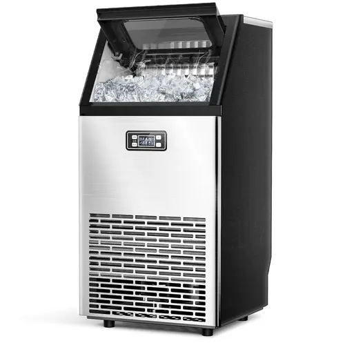 COWSAR V2.0 Model Commercial Freestanding Ice Making Machine, 100lb Daily Capacity, 2-Way Water Fill, Self-Cleaning, 24-Hour Timer, 33lb Ice Basket, Stainless Steel for Home, Bar, Freestanding Ice Machine