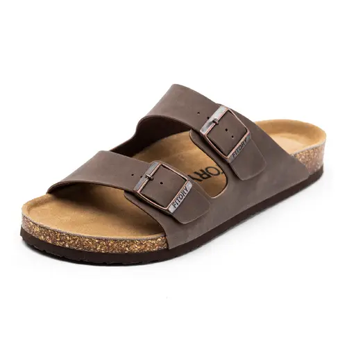 FITORY Balance I Mens Sandals, Arch Support Slides with Adjustable Buckle Straps and Cork Footbed,sohochic